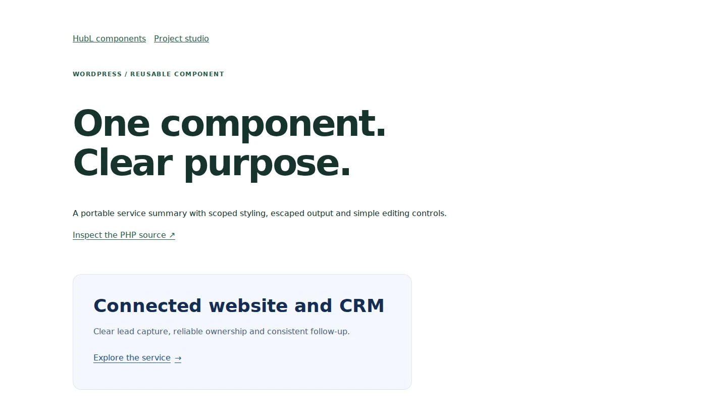 Reusable WordPress component interface preview